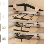 SAPPHO – Cama plataforma metálica com arrumação 31 cm - Preto ou Branco