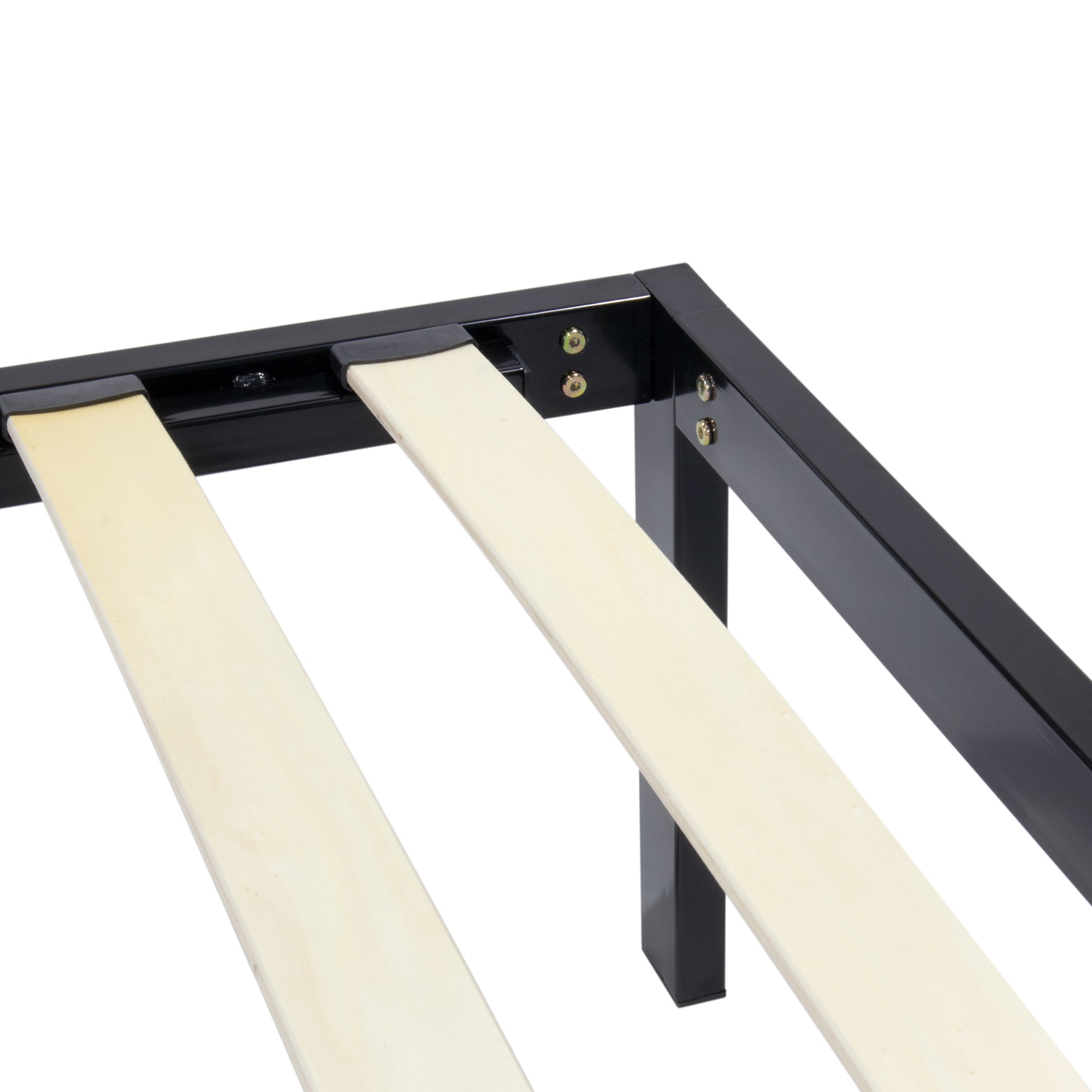 iBase – Cama com estrutura metálica e arrumação 30 cm em preto e branco