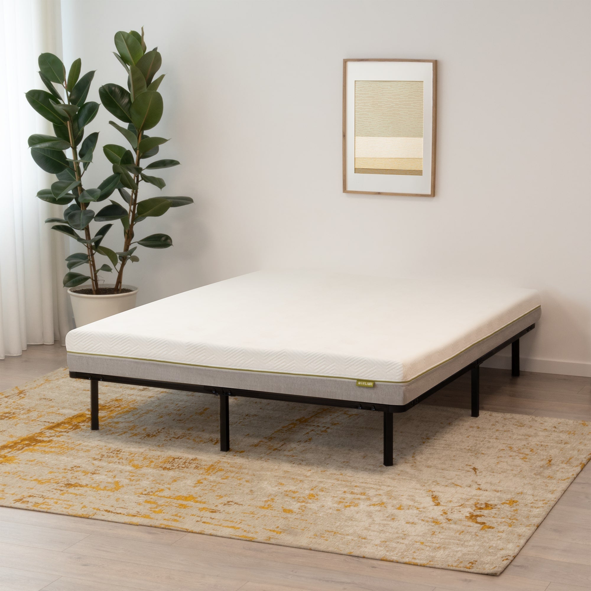 NAMARA – Cama com estrutura metálica e ripas amortecidas, arrumação 25 cm - Preto ou Branco