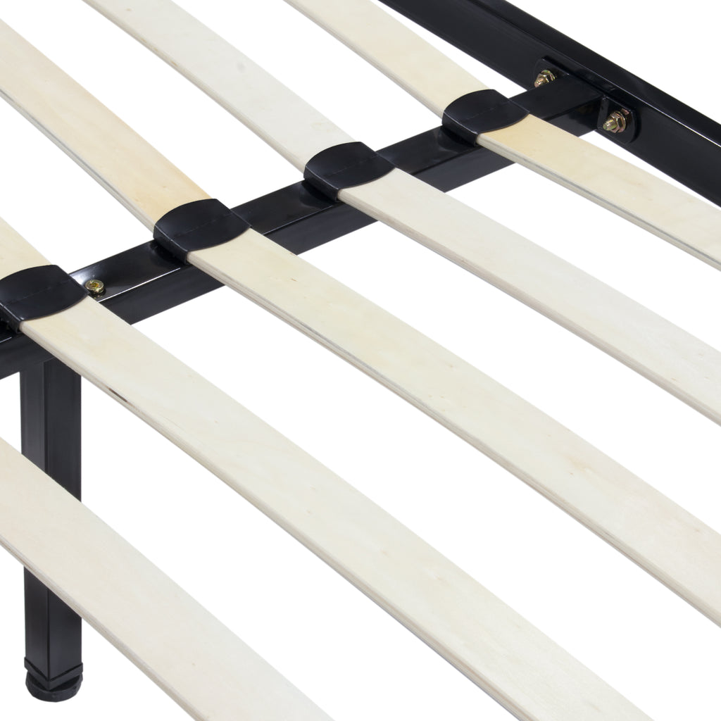 iBase – Cama com estrutura metálica e arrumação 30 cm em preto e branco