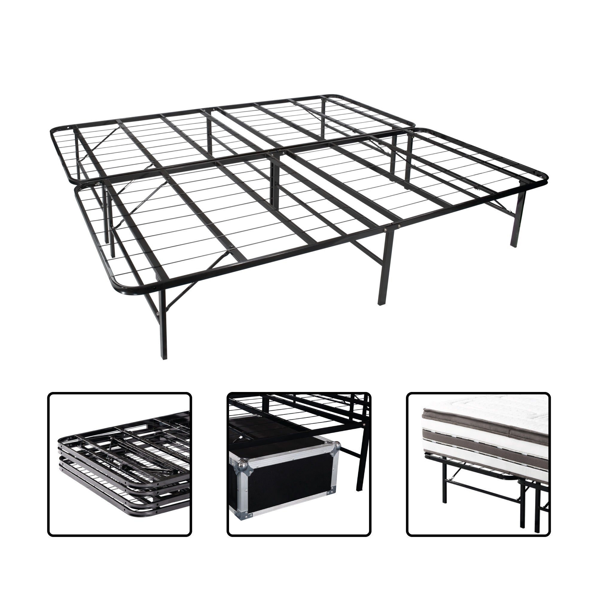 LETTO – Cama dobrável com estrutura metálica, compacta, fácil de montar