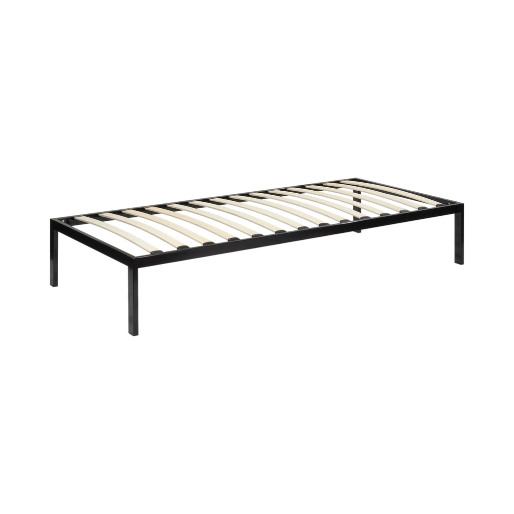 iBase – Cama com estrutura metálica e arrumação 30 cm em preto e branco