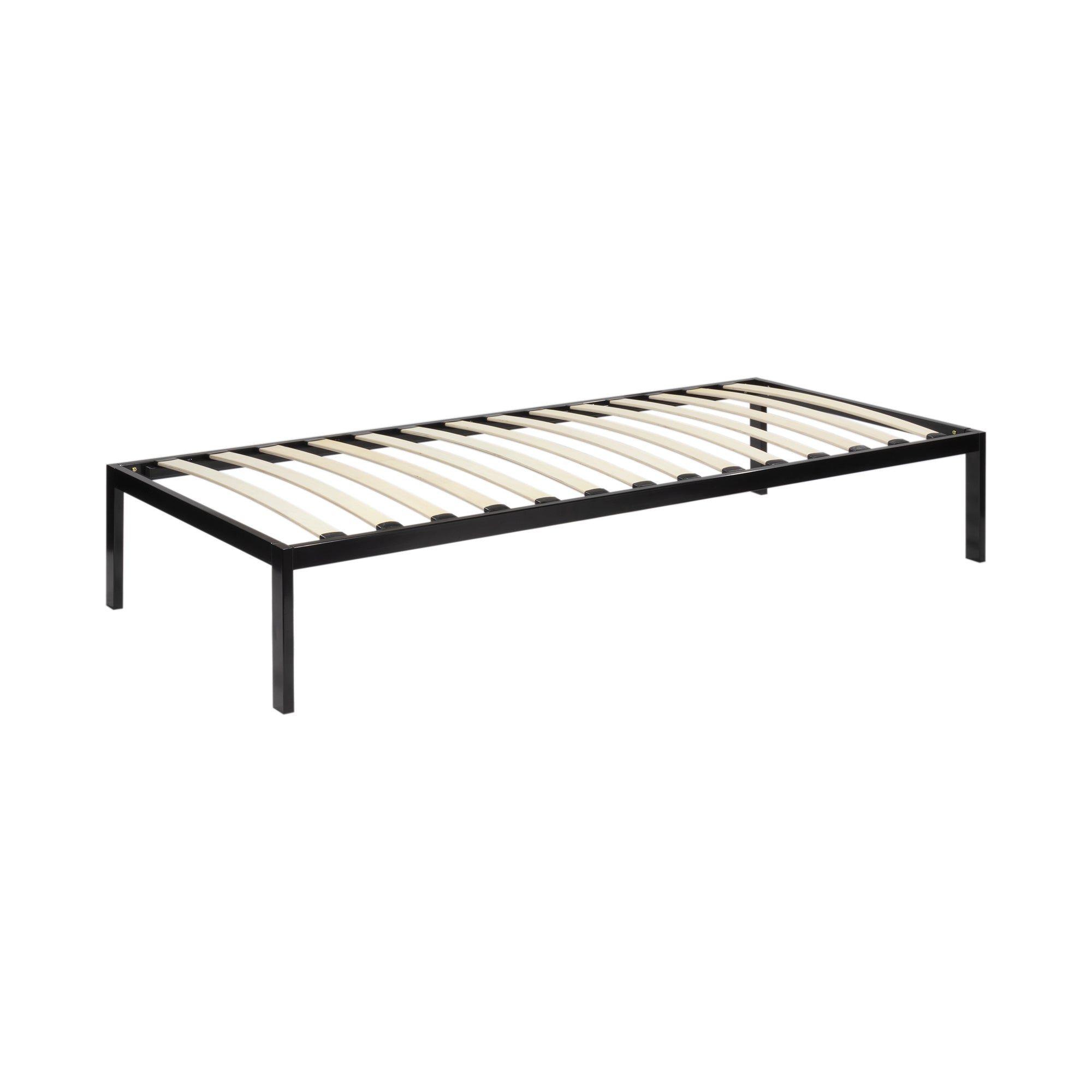 iBase – Cama com estrutura metálica e arrumação 30 cm em preto e branco