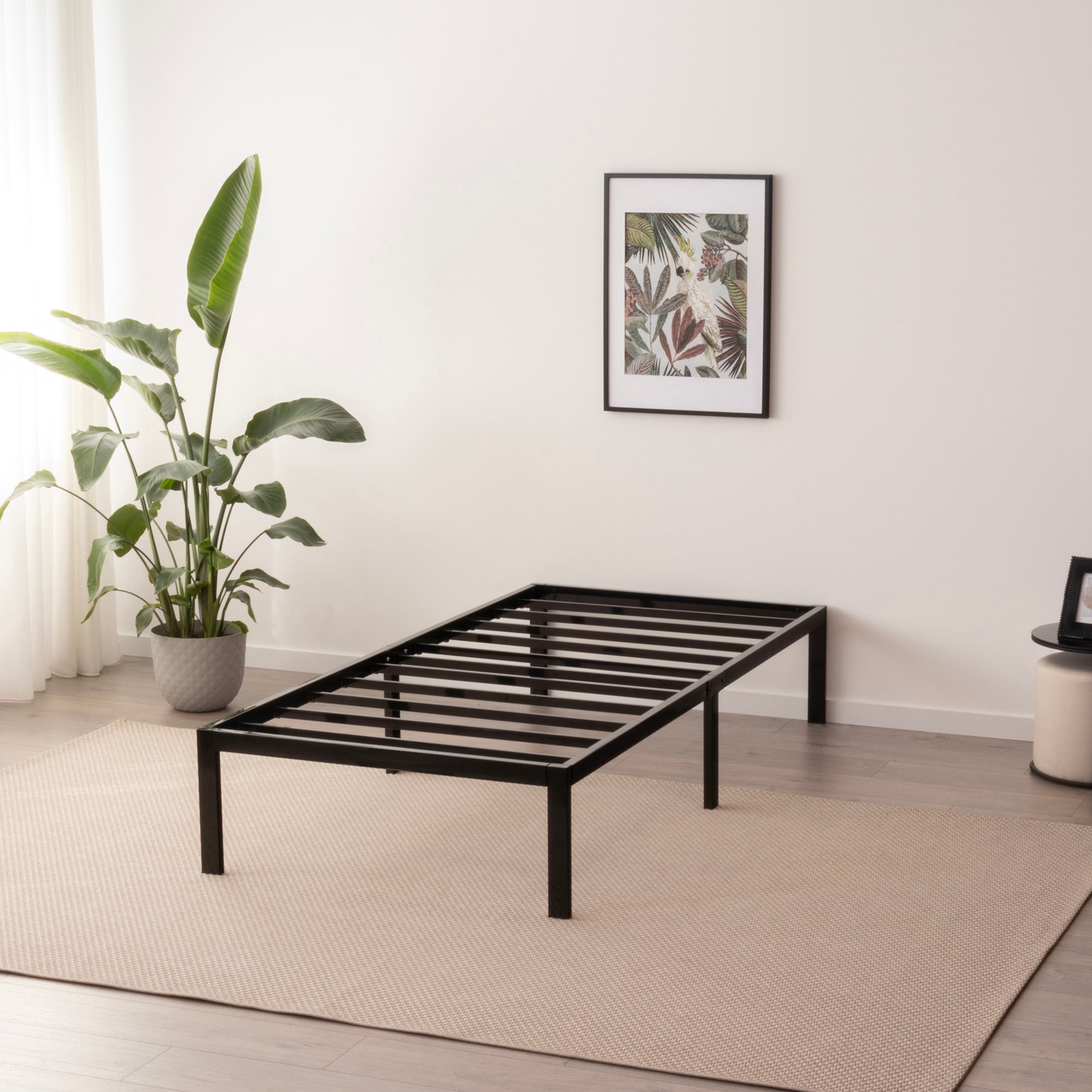SAPPHO – Cama plataforma metálica com arrumação 31 cm - Preto ou Branco