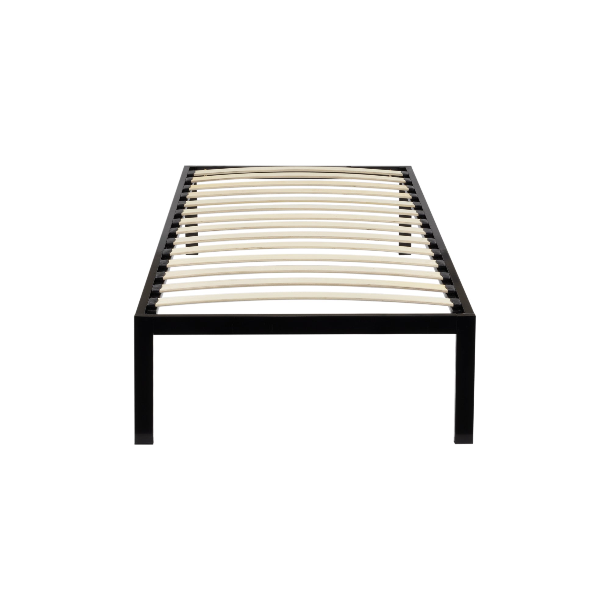 iBase – Cama com estrutura metálica e arrumação 30 cm em preto e branco