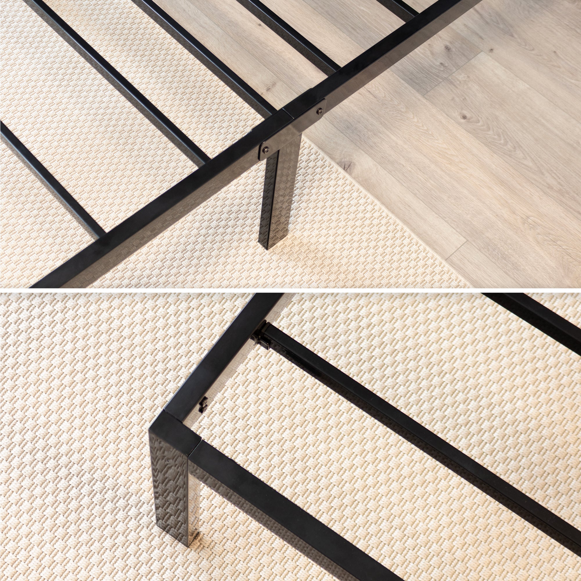 SAPPHO – Cama plataforma metálica com arrumação 31 cm - Preto ou Branco