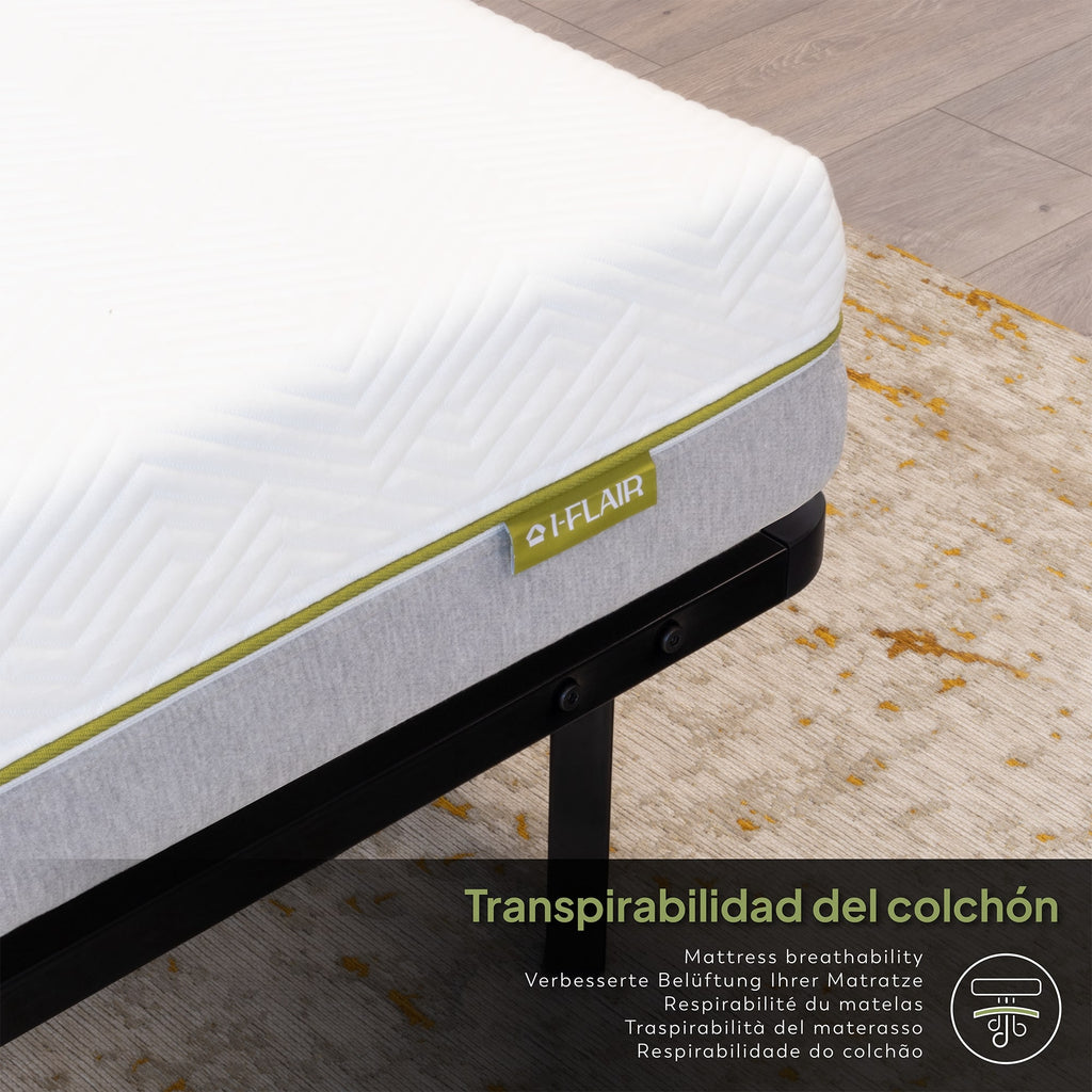 NAMARA – Cama com estrutura metálica e ripas amortecidas, arrumação 25 cm - Preto ou Branco