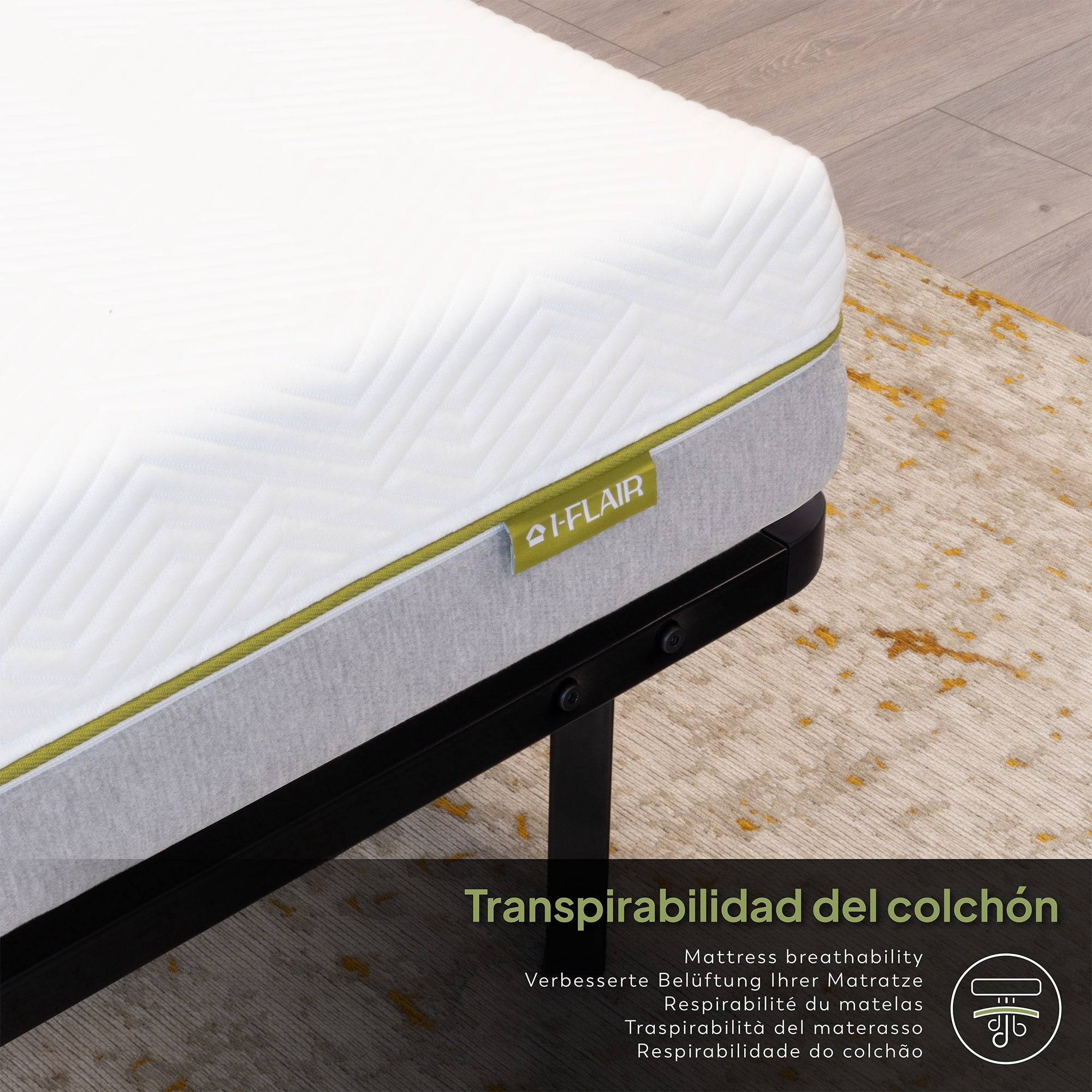 NAMARA – Cama com estrutura metálica e ripas amortecidas, arrumação 25 cm - Preto ou Branco