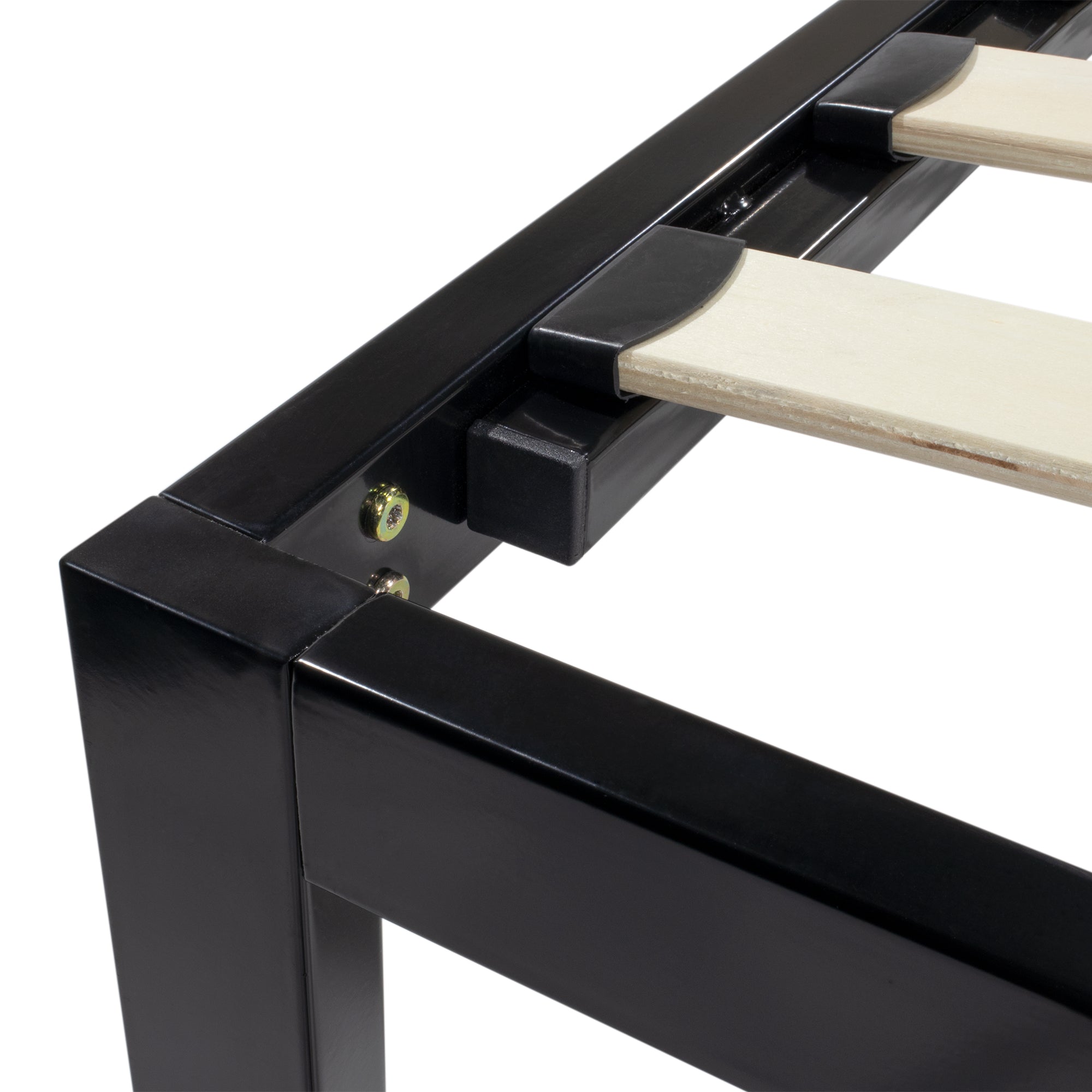 iBase – Cama com estrutura metálica e arrumação 30 cm em preto e branco