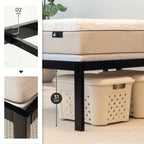 SAPPHO – Cama plataforma metálica com arrumação 31 cm - Preto ou Branco