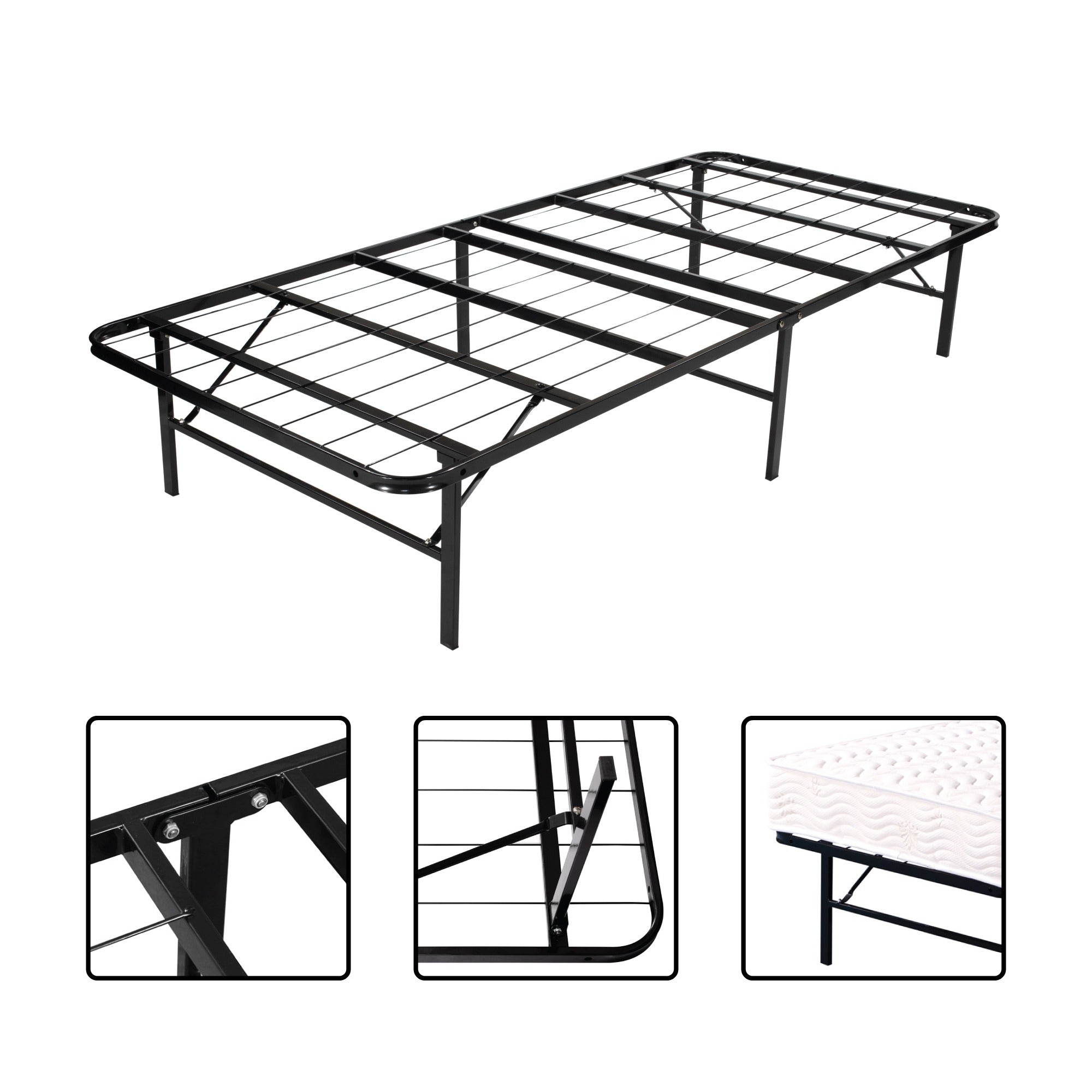 LETTO – Cama dobrável com estrutura metálica, compacta, fácil de montar