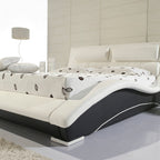 LEANDRO - Cama em Pele Sintética Preto e Branco