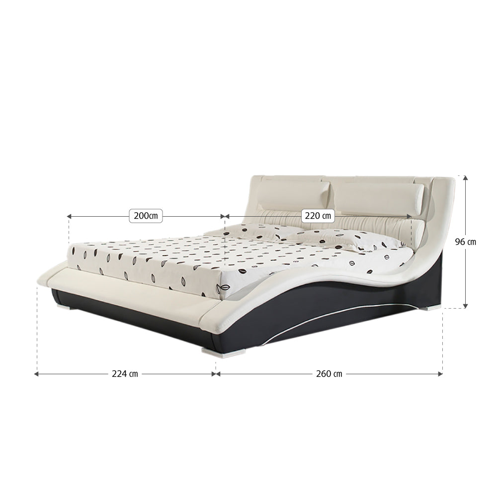 LEANDRO - Cama em Pele Sintética Preto e Branco