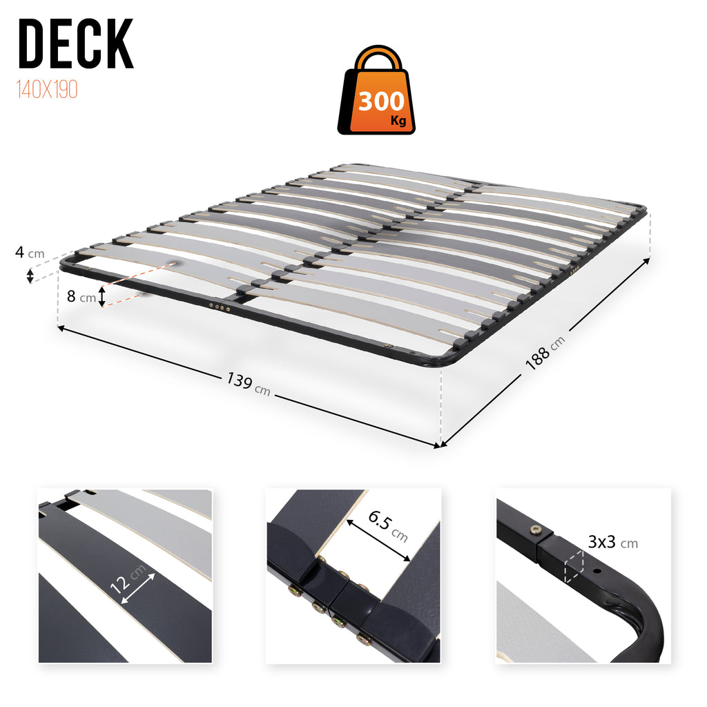 IF35 – Estrado de cama multilâminas com regulação lombar, estrutura metálica anticorrosão - com ou sem pés