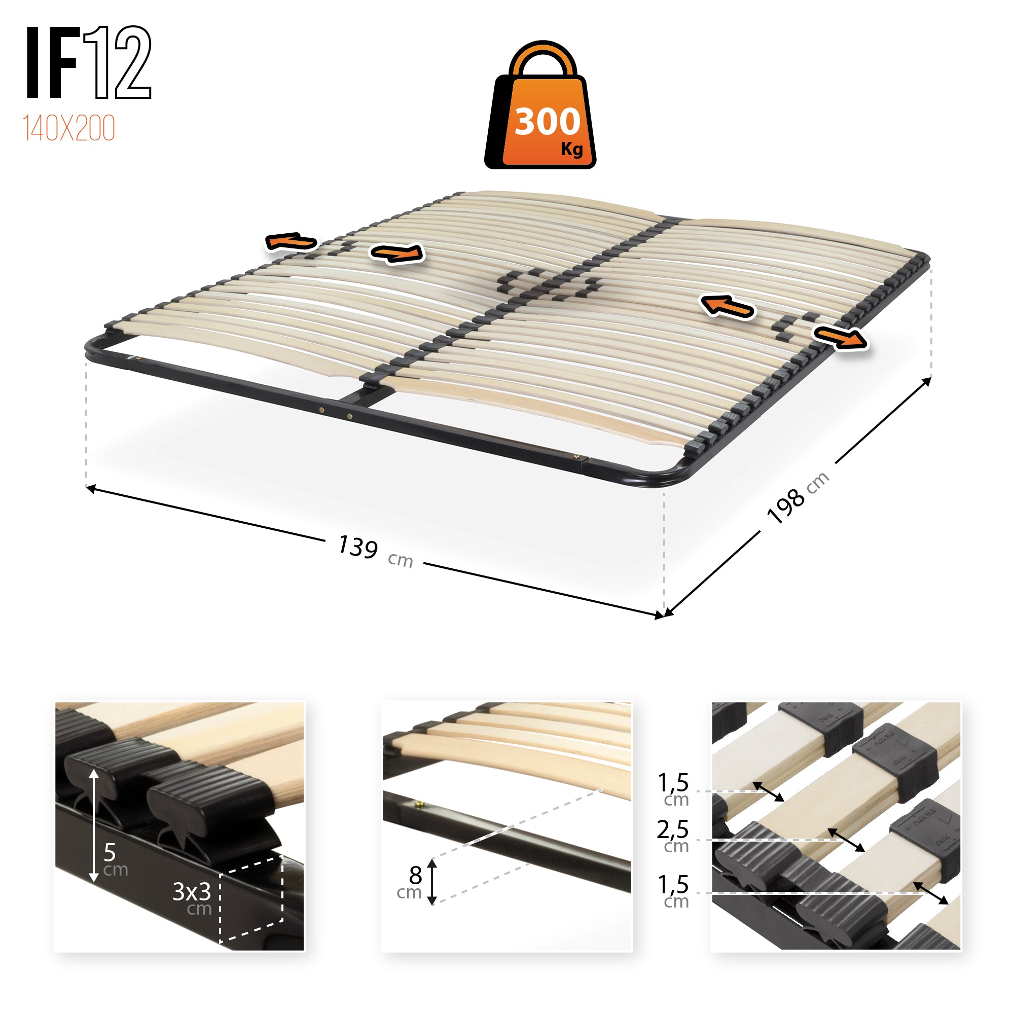 IF12 - Estrado Ergo com ripas de madeira e estrutura metálica reforçada – com ou sem pés