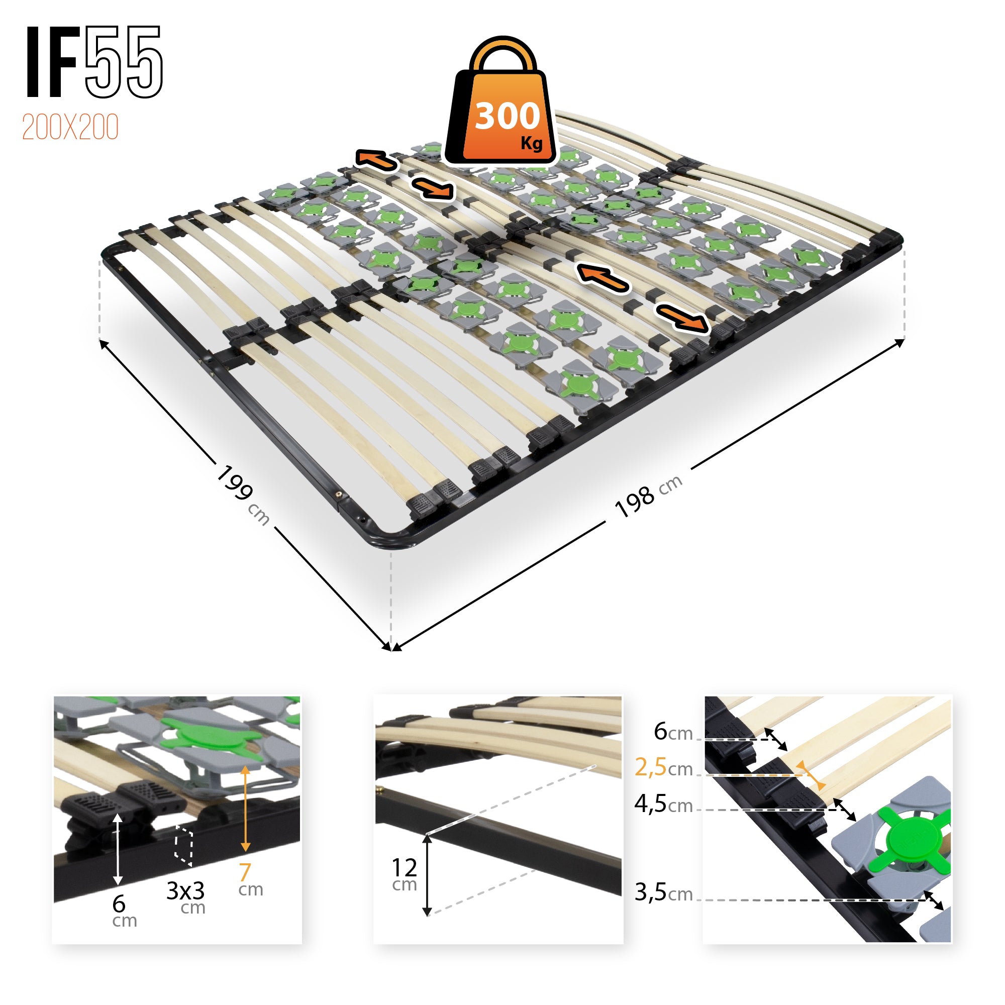 IF55 - Estrado ergo com lâminas e discos de mola duplo – com pés