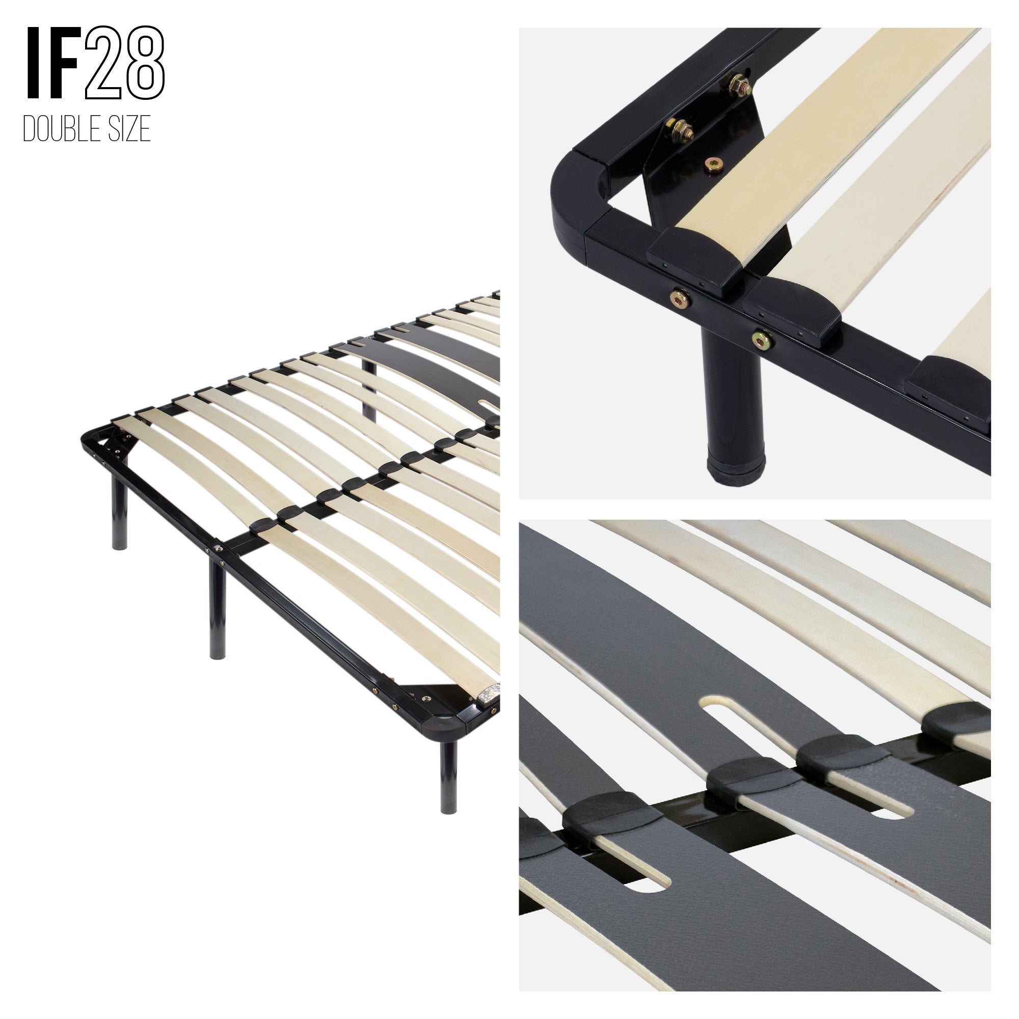 IF28 - Estrado de cama ergo com ripas largas single e duplo – com ou sem pés