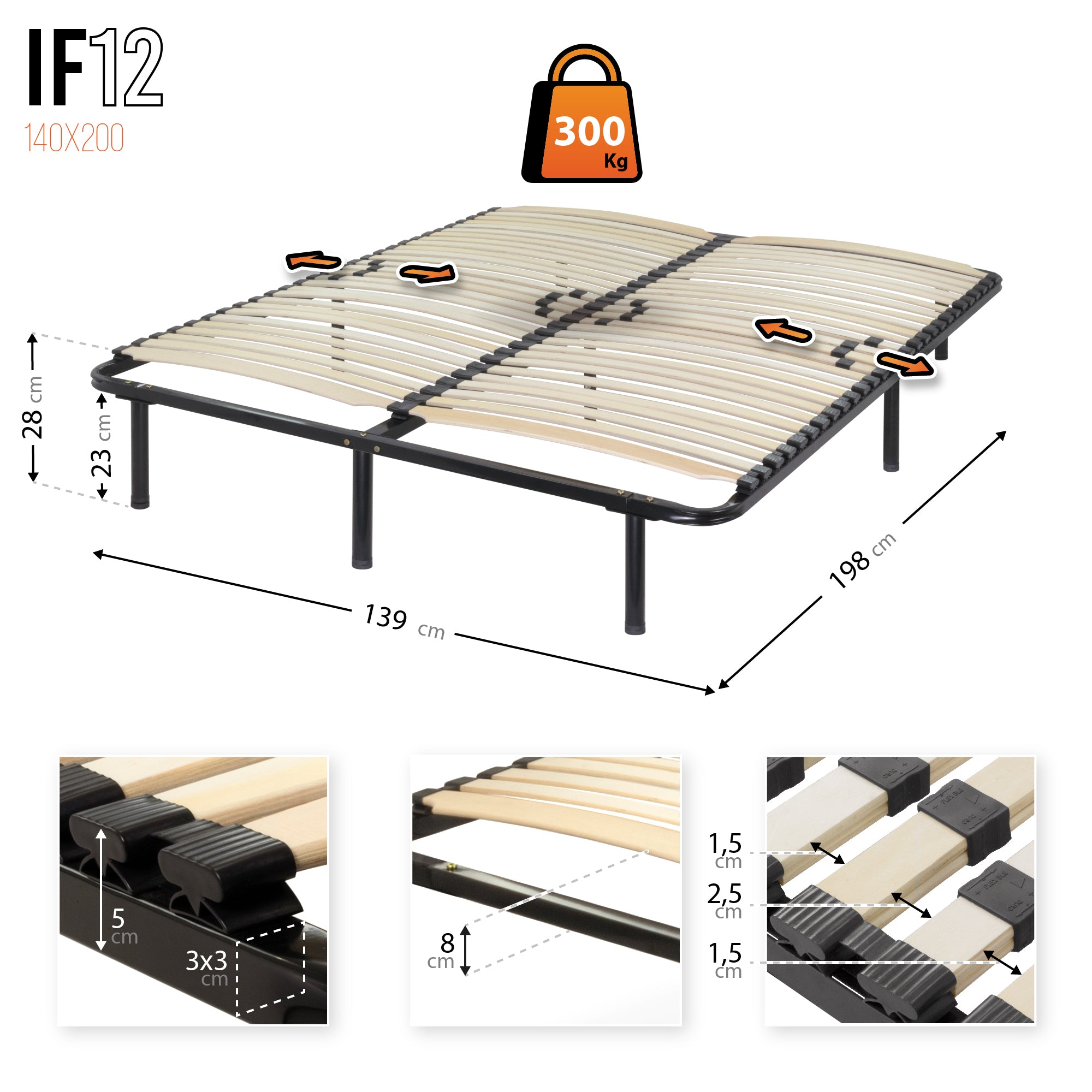IF12 - Estrado Ergo com ripas de madeira e estrutura metálica reforçada – com ou sem pés