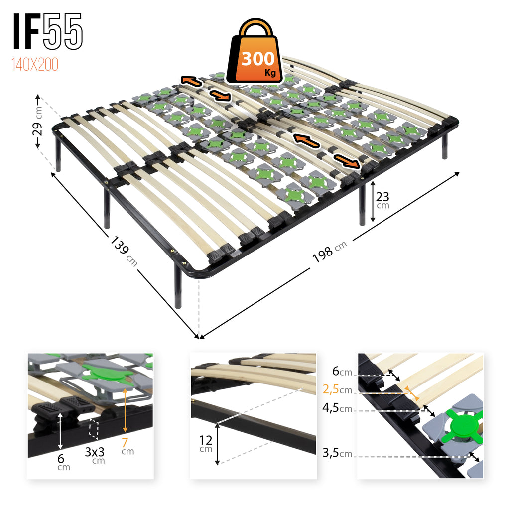 IF55 - Estrado ergo com lâminas e discos de mola duplo – com pés