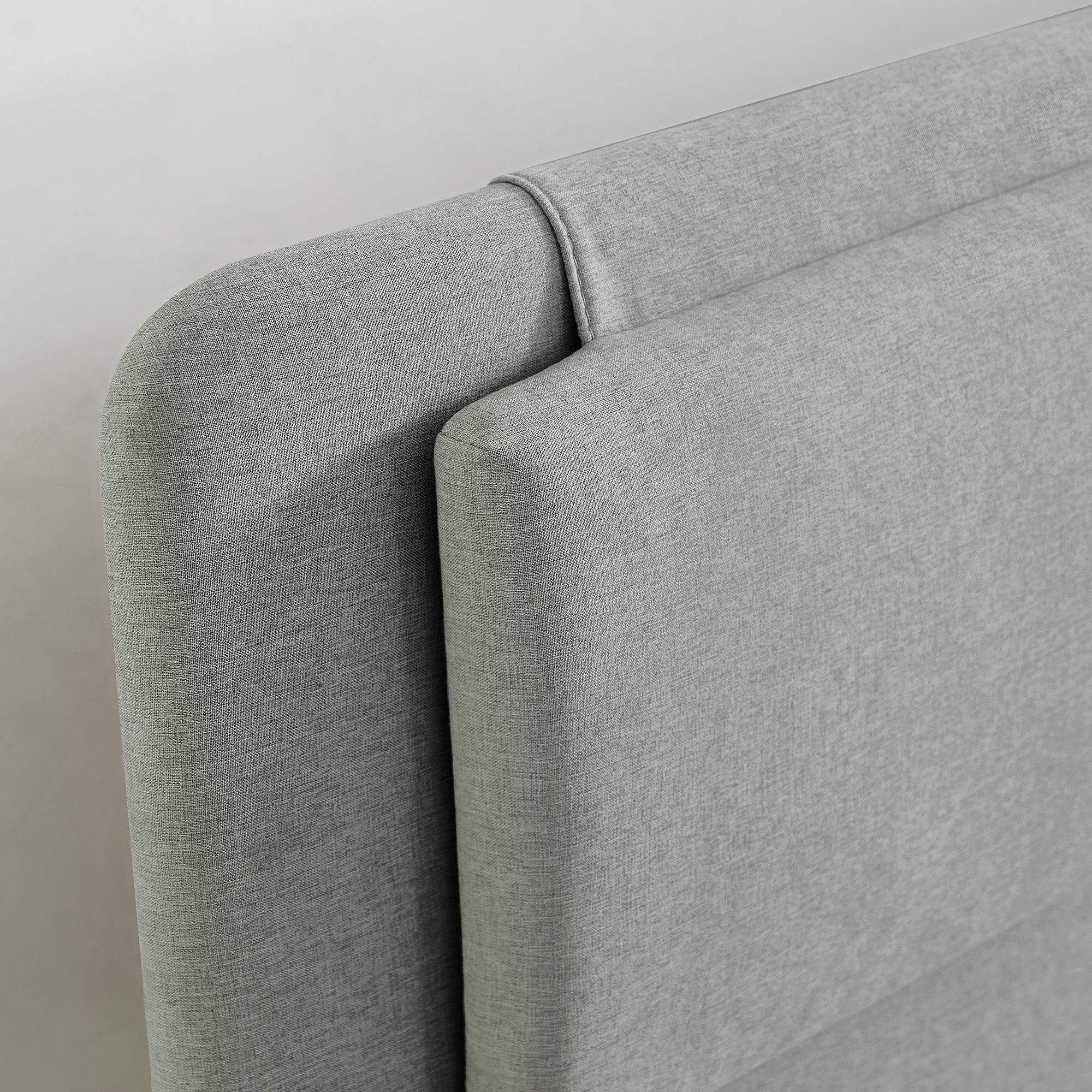 EMILY – Cama estofada com cabeceira acolchoada e estrado de ripas em madeira – Bege ou Cinzento