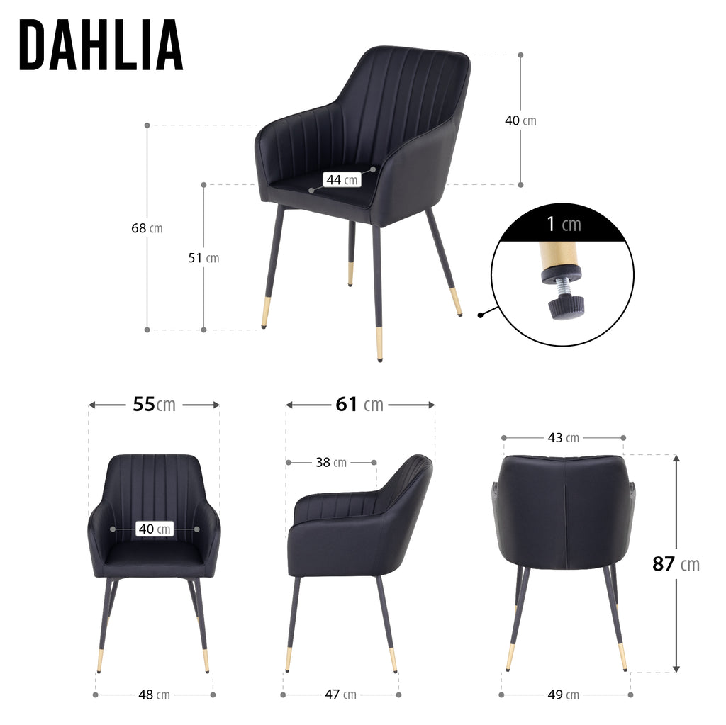 DAHLIA - Conjunto de cadeiras de Refeição em tecido PU ou Veludo