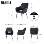 DAHLIA - Conjunto de cadeiras de Refeição em tecido PU ou Veludo