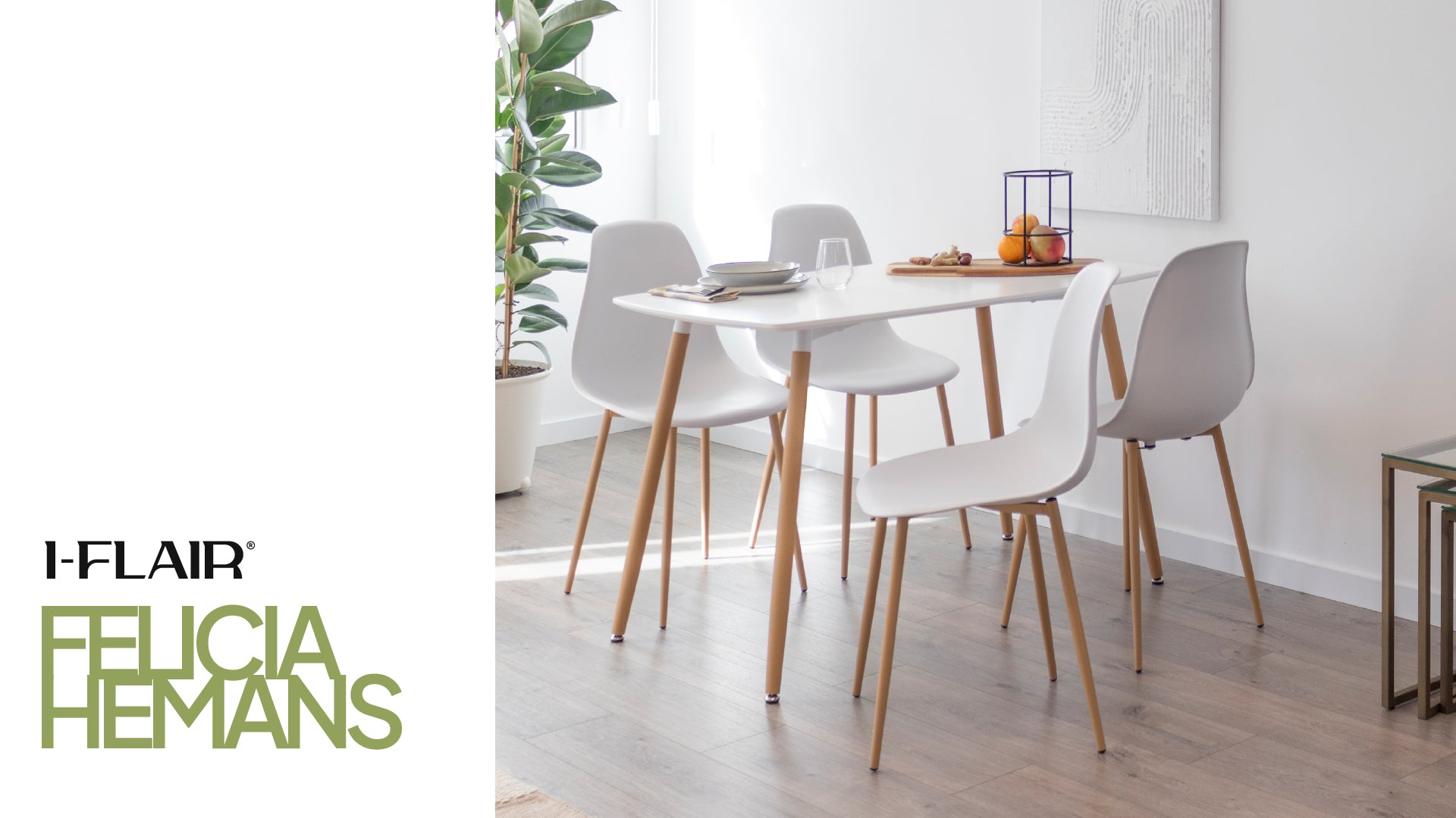 HEMANS - Conjunto de 4 cadeiras de jantar com encosto alto, pernas metálicas efeito madeira e pés antiderrapantes