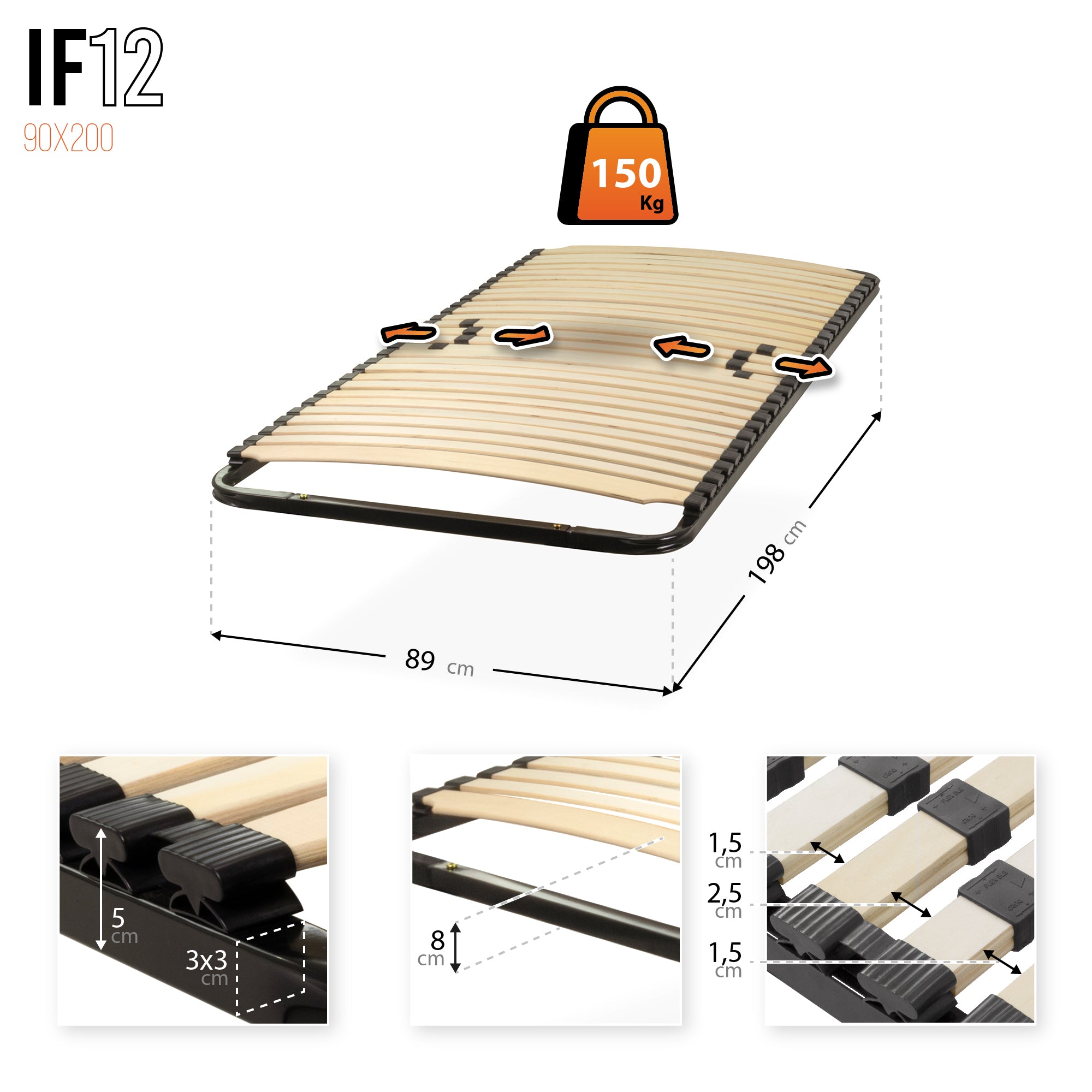 IF12 - Estrado Ergo com ripas de madeira e estrutura metálica reforçada – com ou sem pés