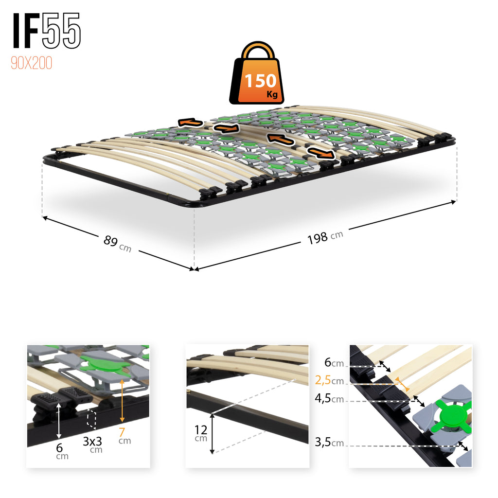 IF55 - Estrado ergo com lâminas e discos de mola duplo – com pés