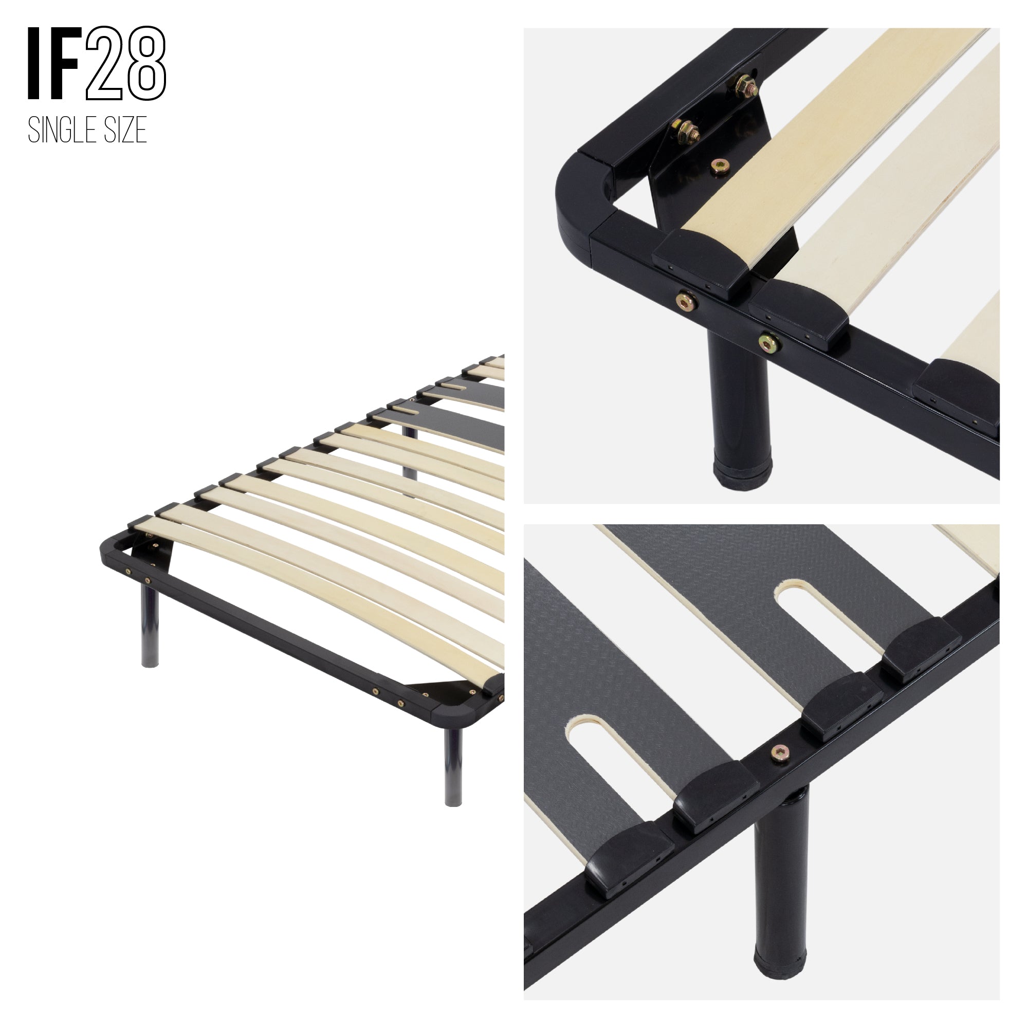 IF28 - Estrado de cama ergo com ripas largas single e duplo – com ou sem pés