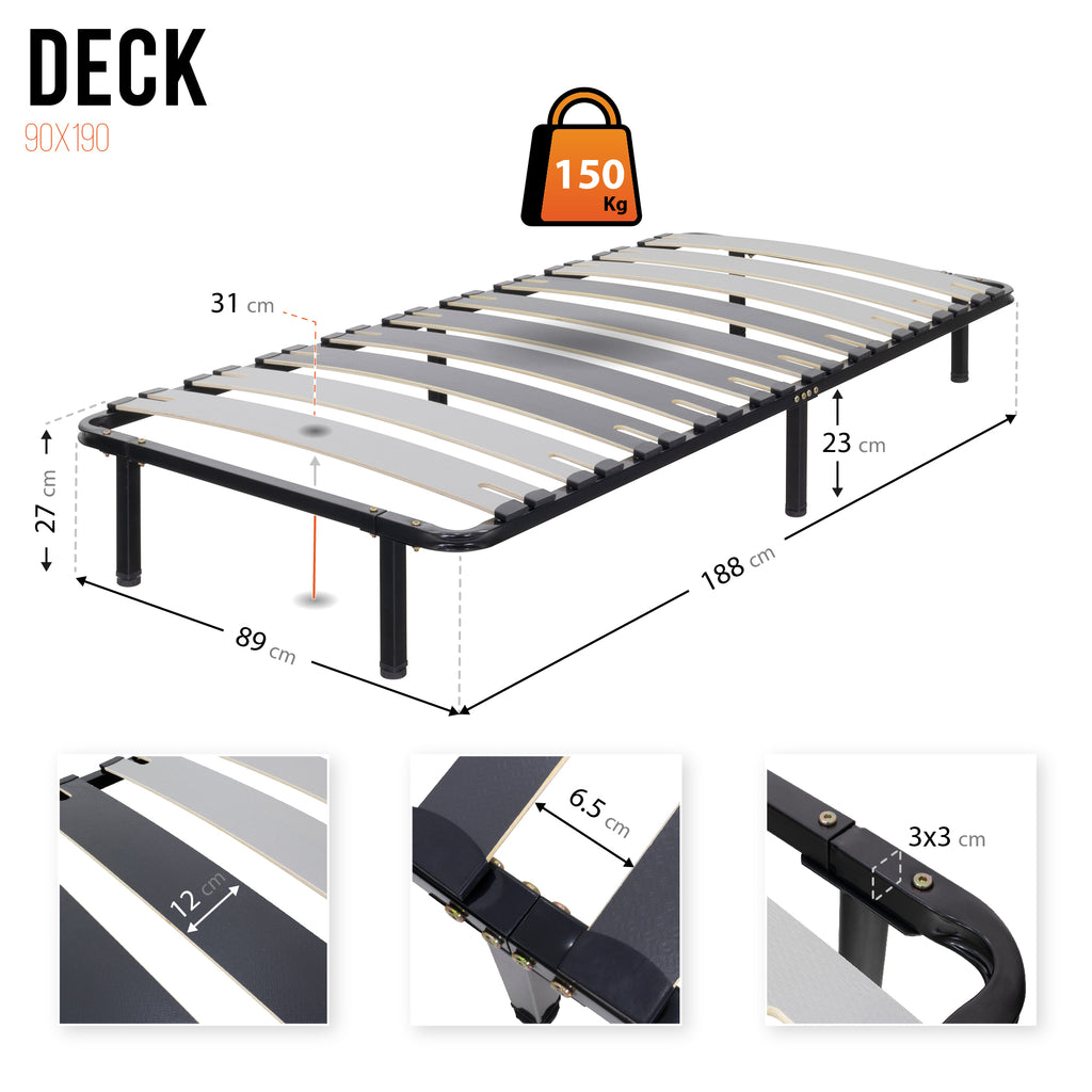 IF35 – Estrado de cama multilâminas com regulação lombar, estrutura metálica anticorrosão - com ou sem pés