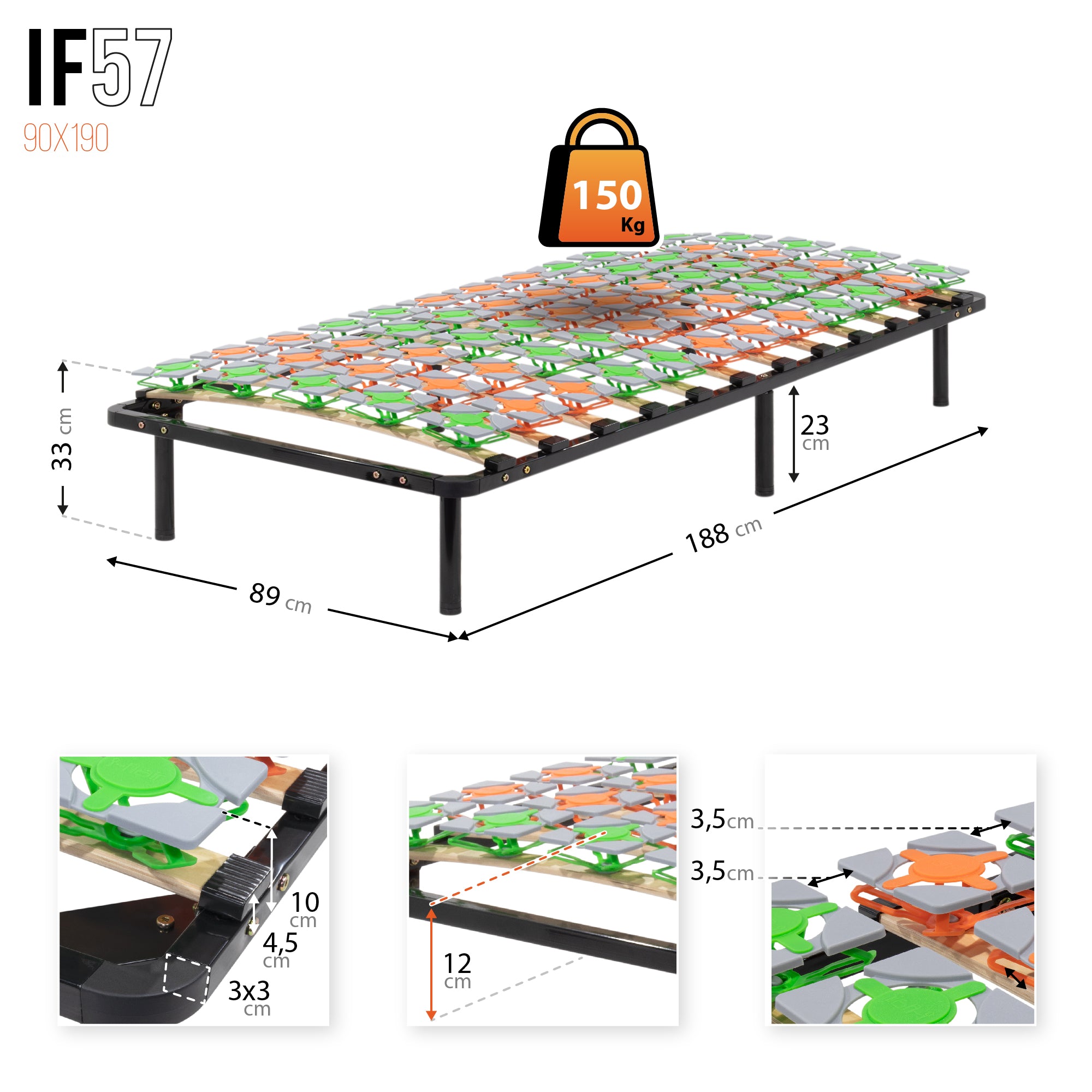 IF57 - Estrado ergo com lâminas e discos de mola, single e duplo – com ou sem pés