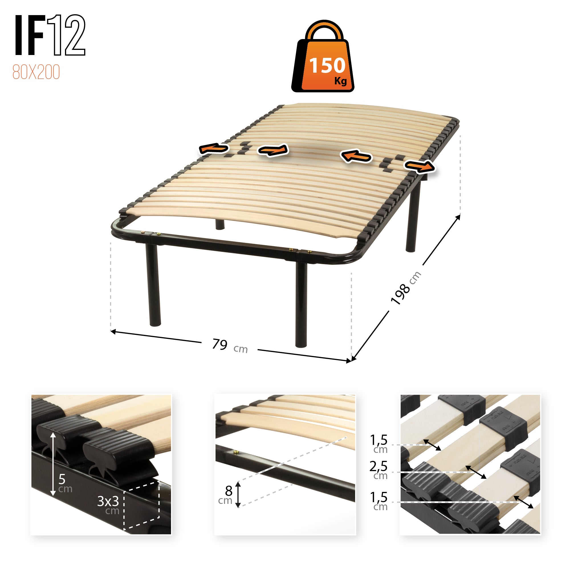 IF12 - Estrado Ergo com ripas de madeira e estrutura metálica reforçada – com ou sem pés