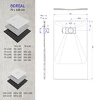 BOREAL - Base de Duche Cinzenta Antiderrapante, Resistente, Duradouro e Fácil de Limpar - Inc. sifão