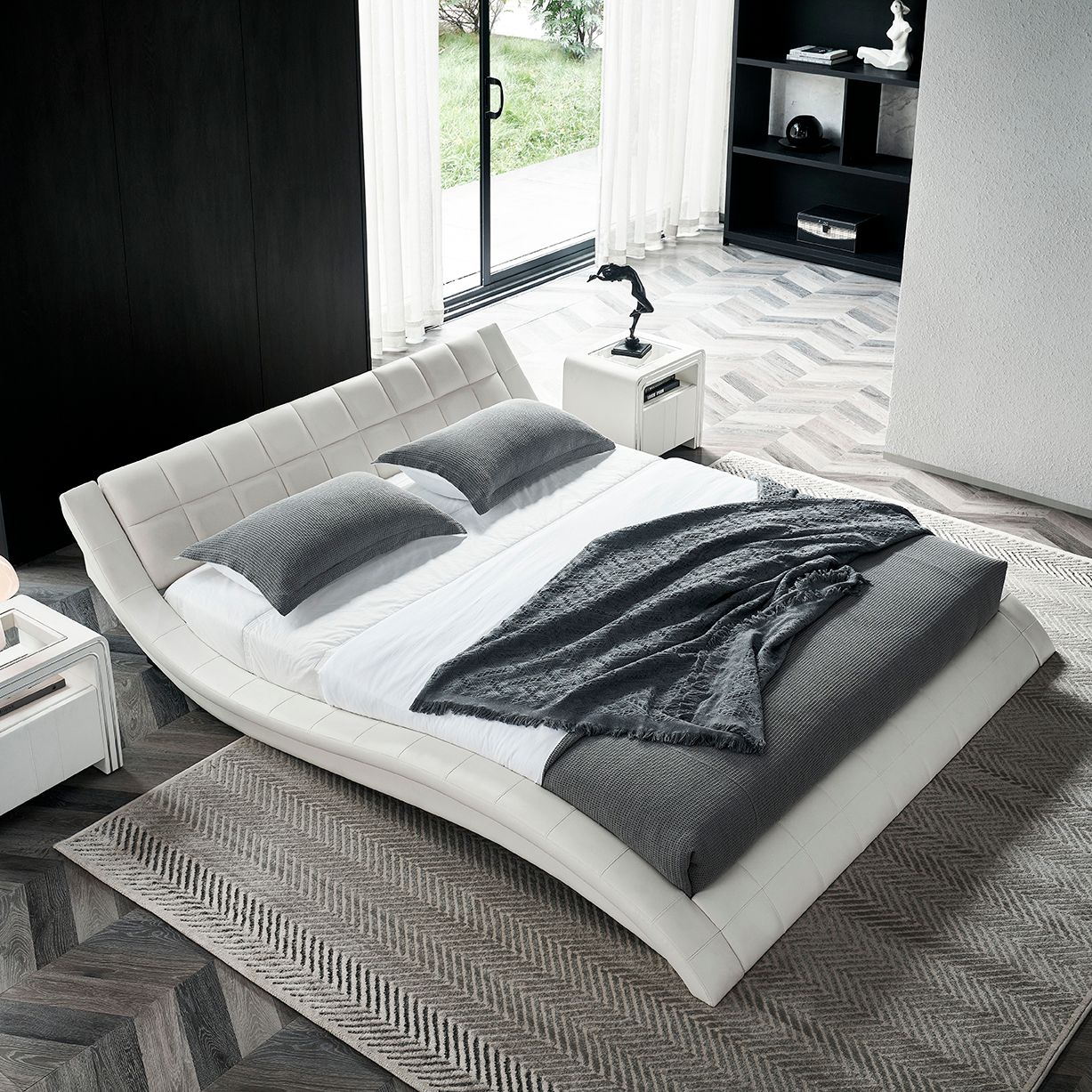 RAUL – Cama estofada com cabeceira capitoné ondulada