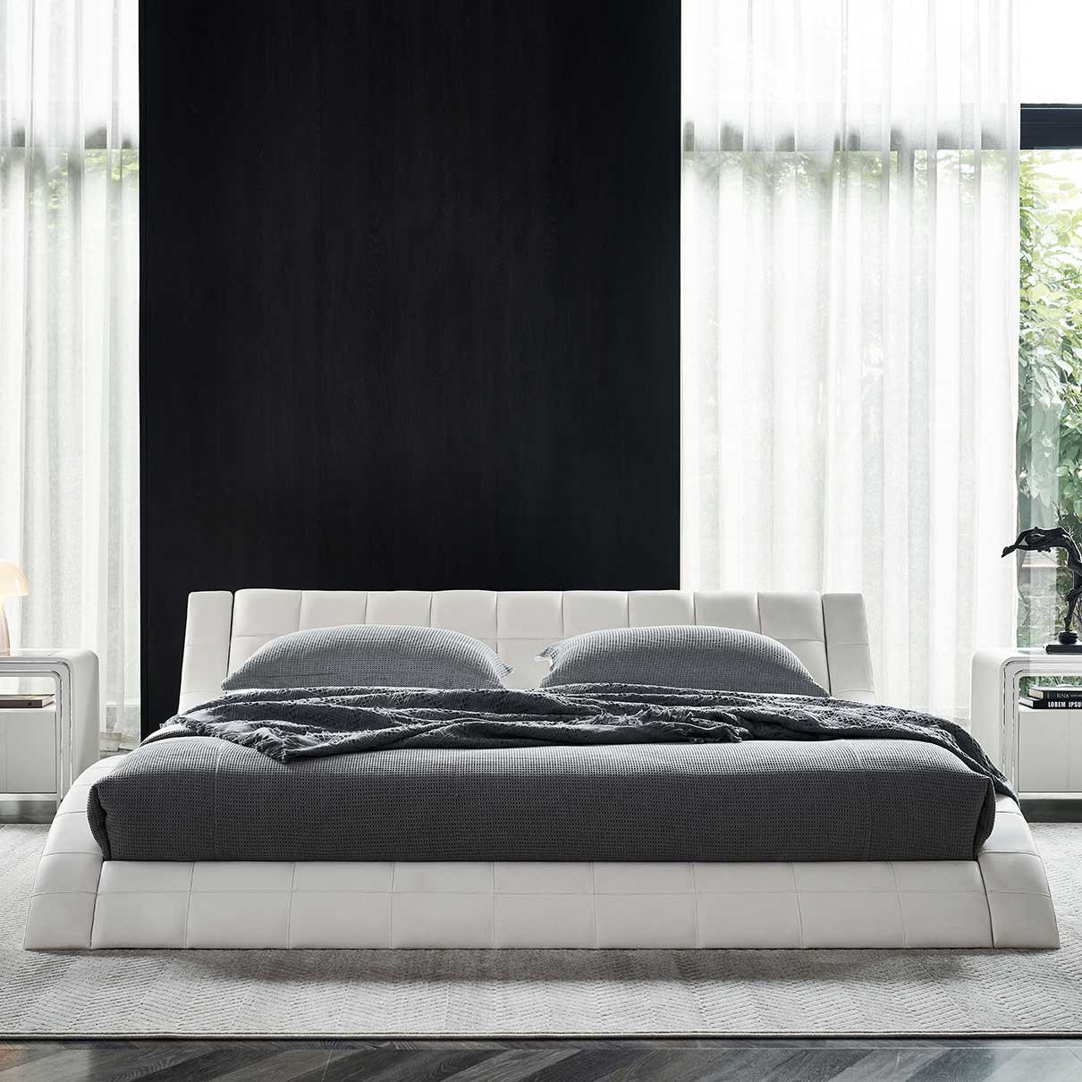 RAUL – Cama estofada com cabeceira capitoné ondulada