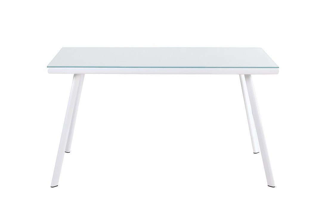 ELEGANCE - Mesa de jantar 140 cm – Tampo em vidro temperado e estrutura metálica, design nórdico, Preto/Branco