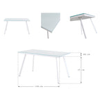 ELEGANCE - Mesa de jantar 140 cm – Tampo em vidro temperado e estrutura metálica, design nórdico, Preto/Branco