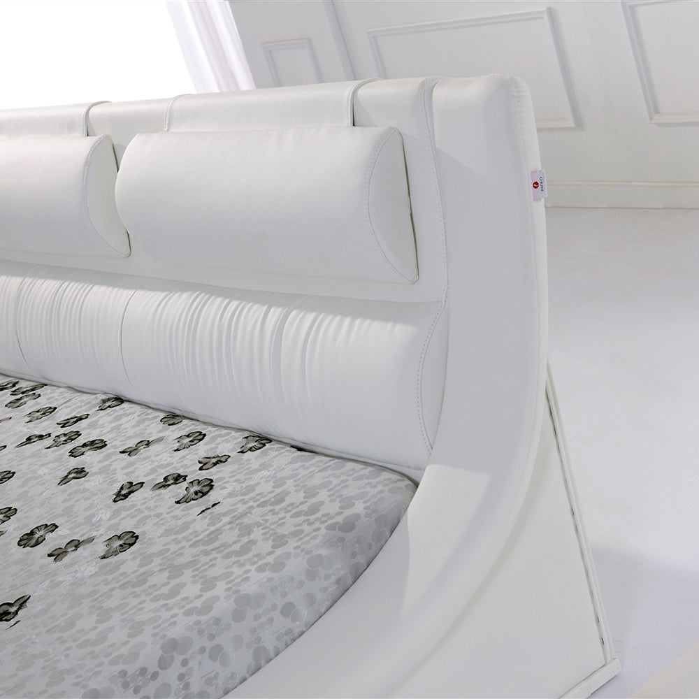 LEANDRO - Cama em Pele Sintética Preto e Branco