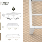 SAPPHO – Cama plataforma metálica com arrumação 31 cm - Preto ou Branco