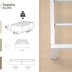 SAPPHO – Cama plataforma metálica com arrumação 31 cm - Preto ou Branco