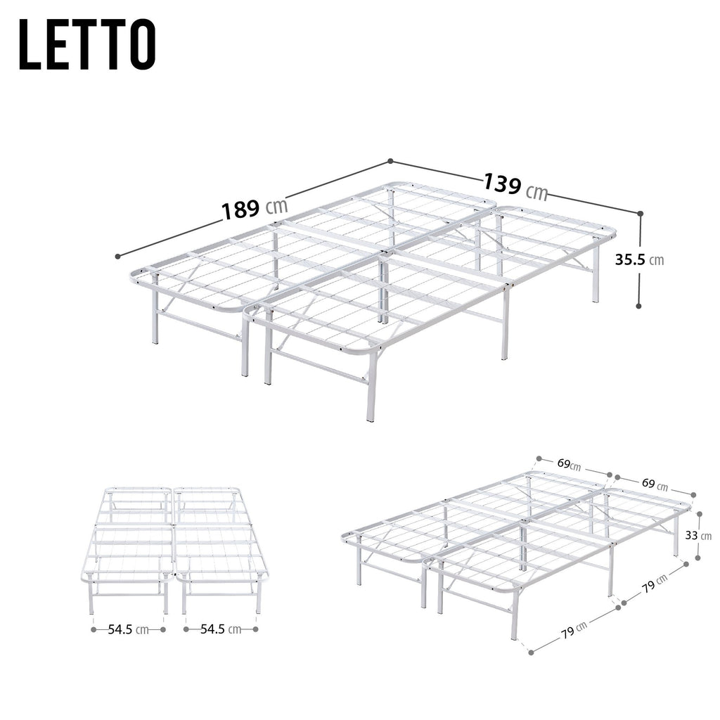 LETTO – Cama dobrável com estrutura metálica, compacta, fácil de montar