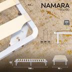 NAMARA – Cama com estrutura metálica e ripas amortecidas, arrumação 25 cm - Preto ou Branco