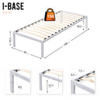 iBase – Cama com estrutura metálica e arrumação 30 cm em preto e branco