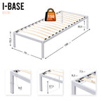 iBase – Cama com estrutura metálica e arrumação 30 cm em preto e branco