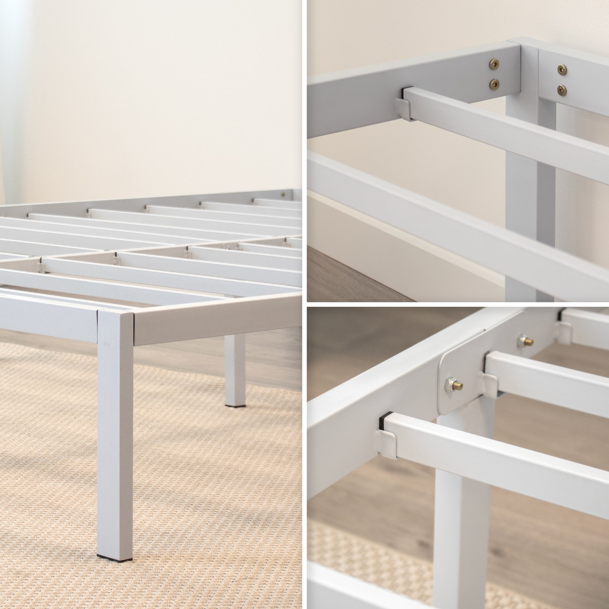 SAPPHO – Cama plataforma metálica com arrumação 31 cm - Preto ou Branco