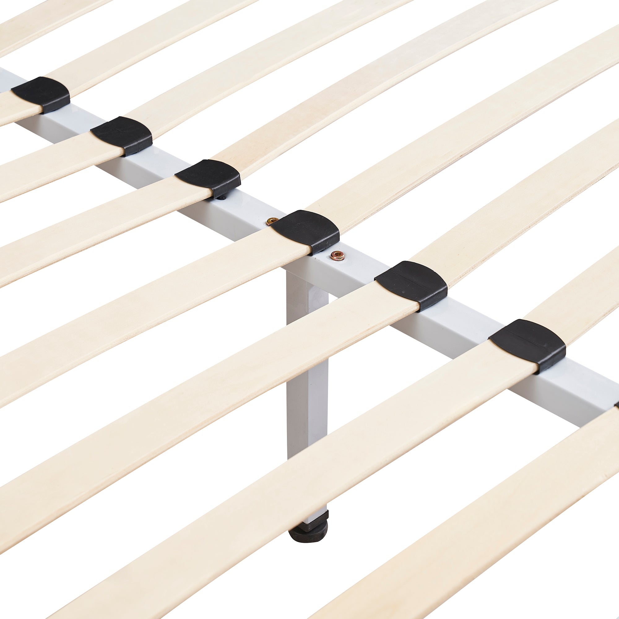 iBase – Cama com estrutura metálica e arrumação 30 cm em preto e branco