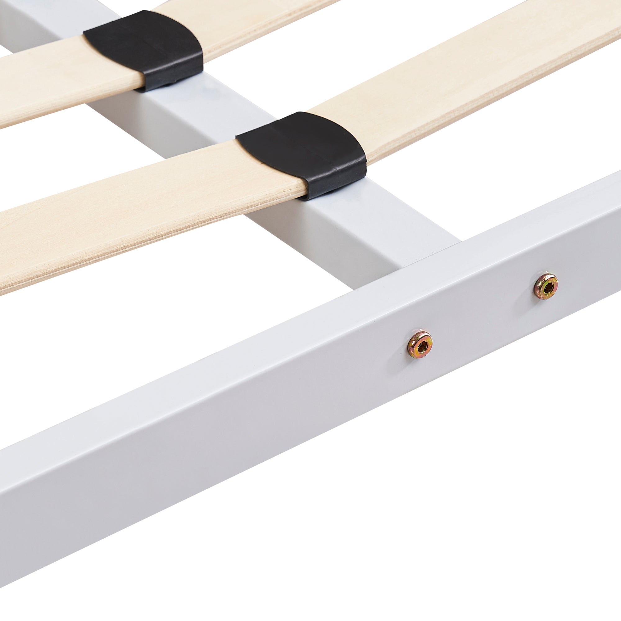 iBase – Cama com estrutura metálica e arrumação 30 cm em preto e branco