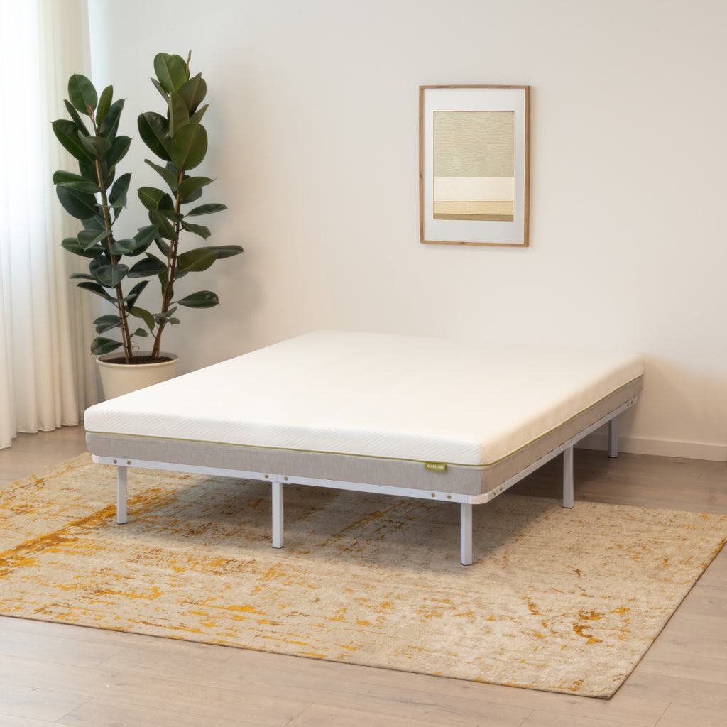 NAMARA – Cama com estrutura metálica e ripas amortecidas, arrumação 25 cm - Preto ou Branco