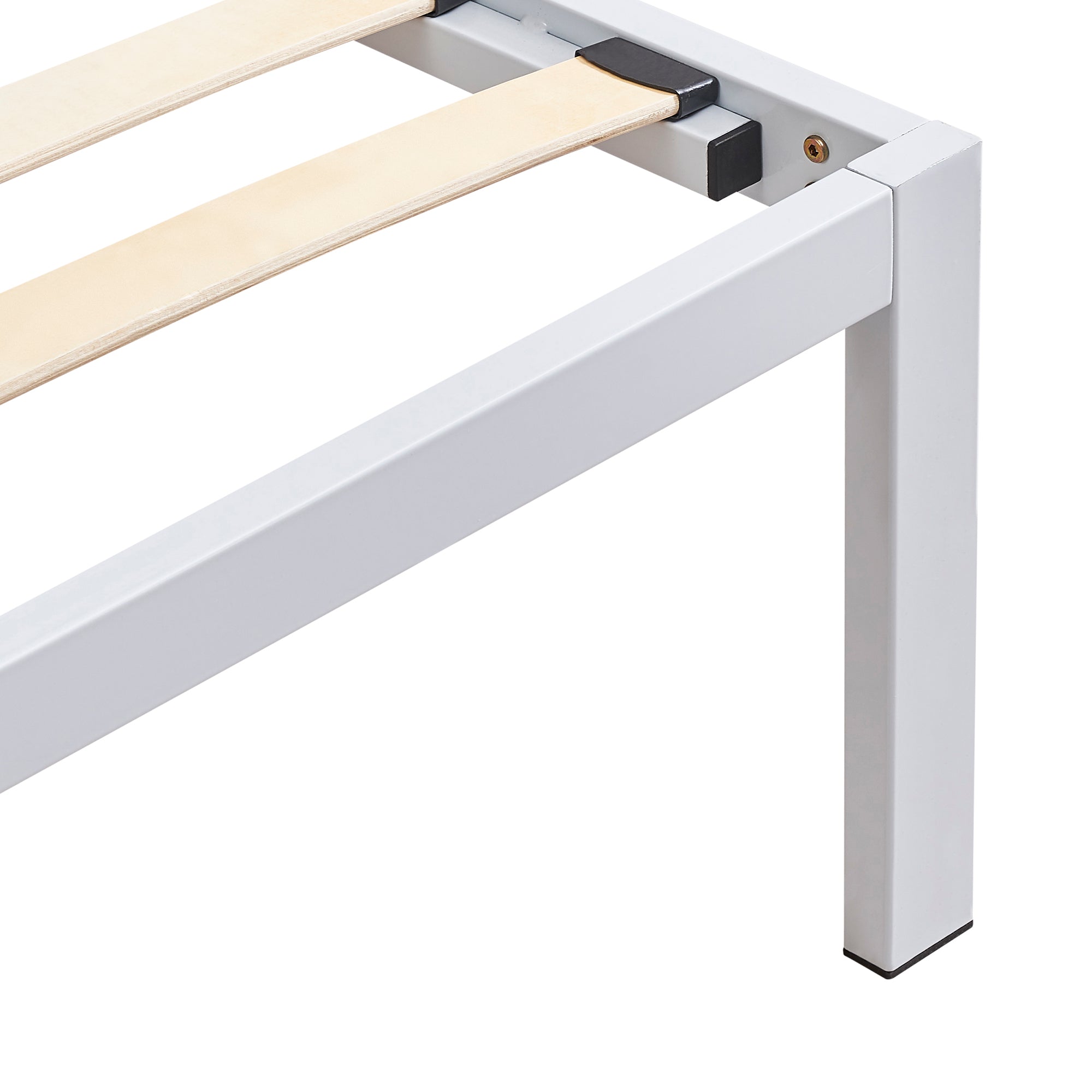 iBase – Cama com estrutura metálica e arrumação 30 cm em preto e branco